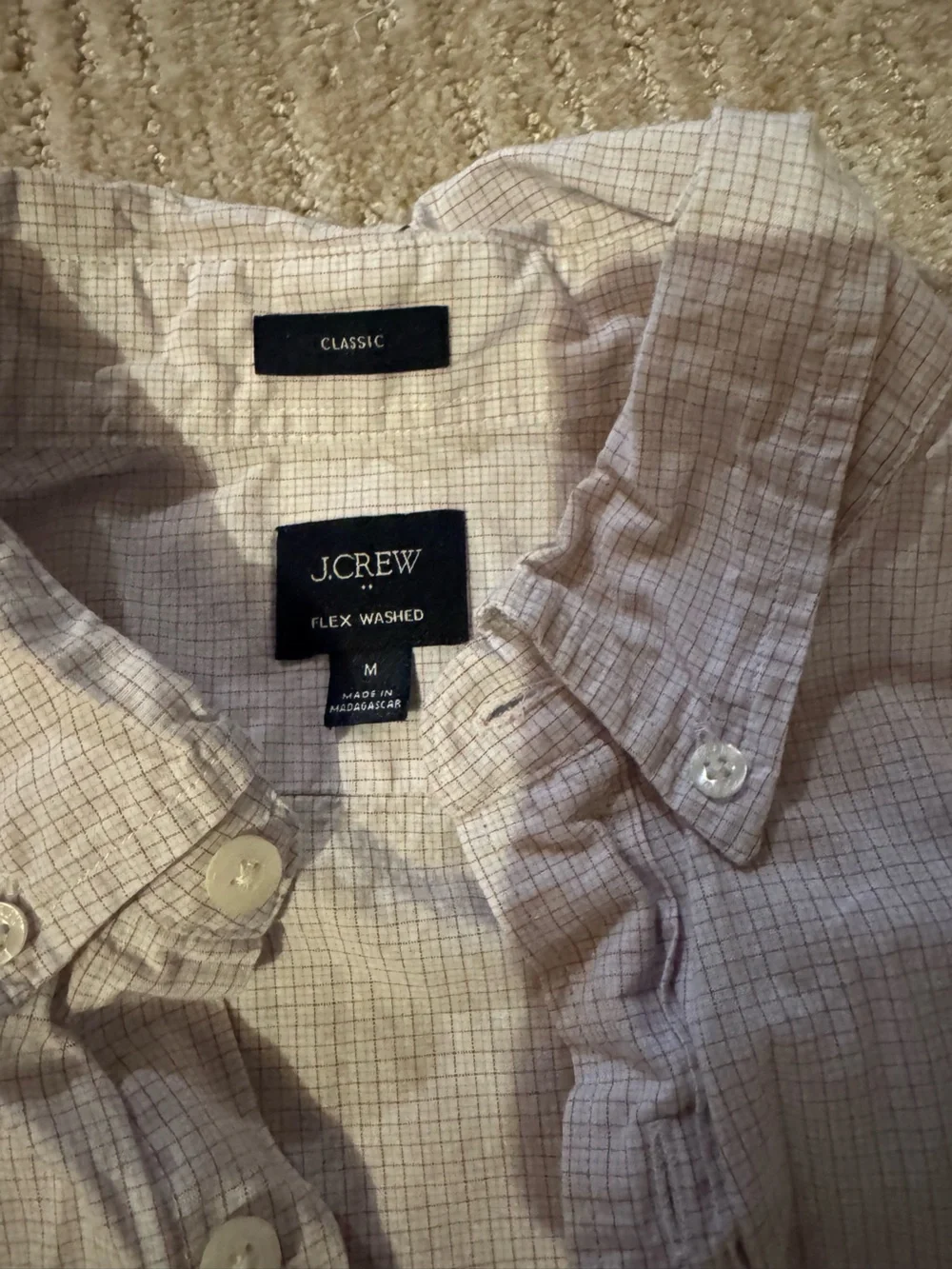 J. Crew Men’s Light Blue and White Micro-Stripe Button-Down Shirt